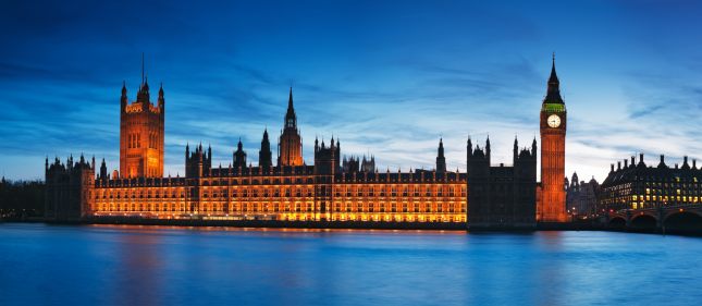 Night view of Houses of Parliament.