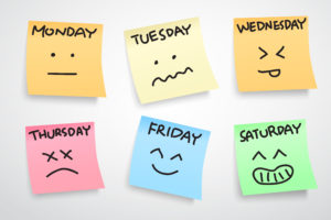 Post it notes showing days of the week