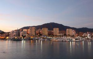 Marina of Estepona at dusk. Costa del Sol, Andalusia, Spain