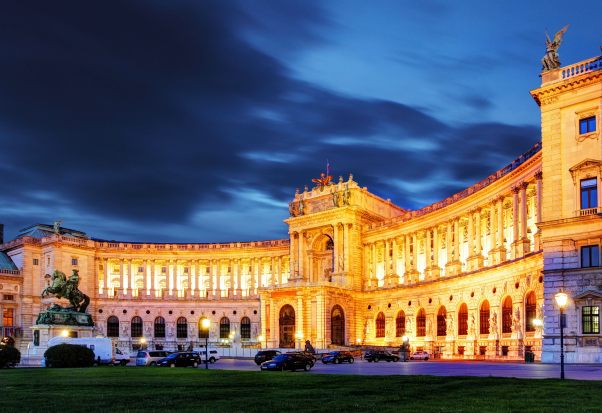 Vienna Hofburg Imperial Palace at night, - Austria