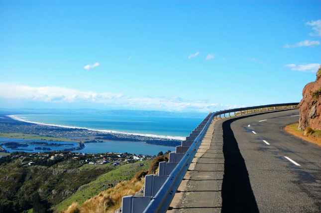 Road turn ocean view Christchurch, New Zealand