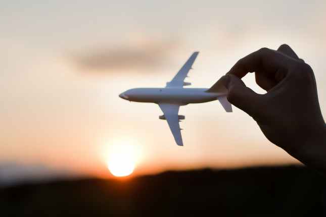 plane at sunset