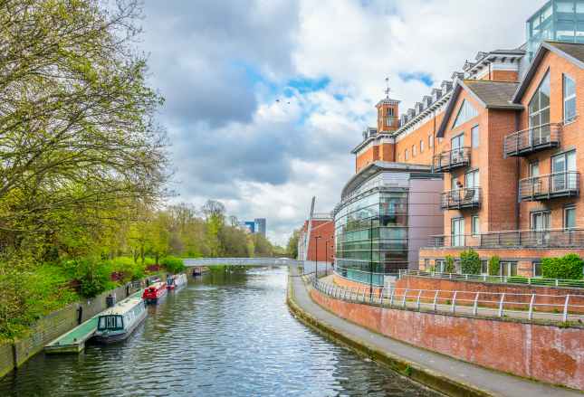 riverside of river Soar in Leicester, England