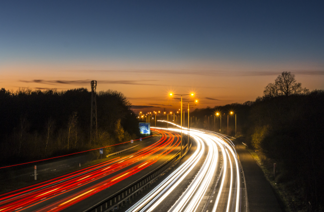 Motorway light trail