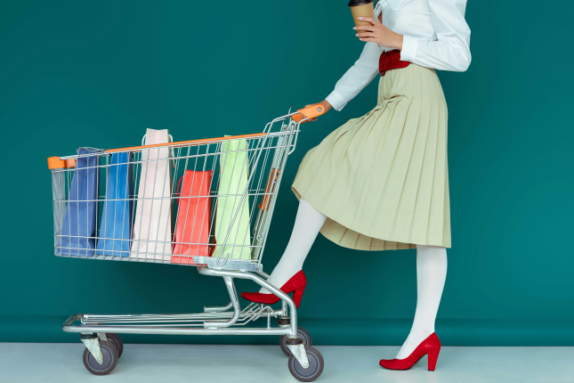 Shopping bags in trolley