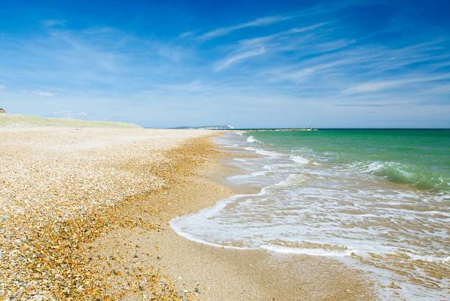 Bournemouth beach and cliffs, North sea, UK