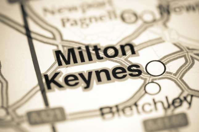 Milton Keynes. United Kingdom on a map