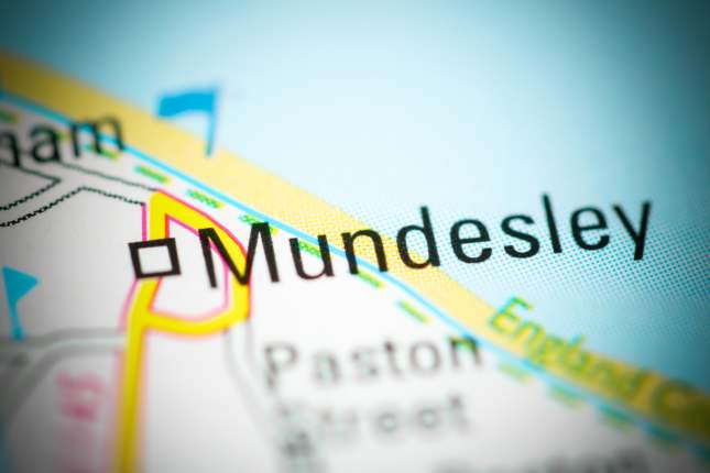 Mundesley on a geographical map of UK