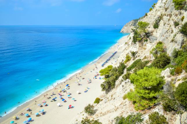 A sunny beach in Greece