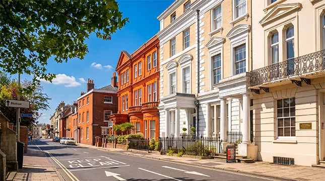 Row of period homes for sale in Winchester, Hampshire, reflecting the 2026 property market